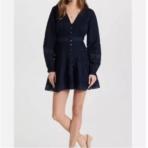 VERONICA BEARD Addilyn Eyelet Mini Dress Size 4 - INK (Navy Blue) NWT $498